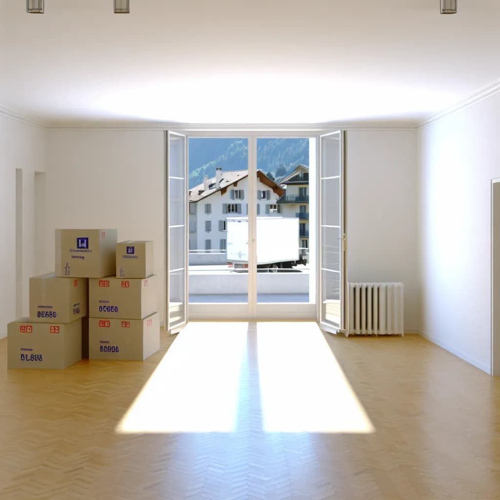 Furniture hoist in action for high-end apartment move in Nyon, Switzerland
